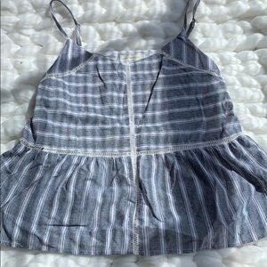 😁 LUCKY BRAND XS Blue Striped Peplum Tank